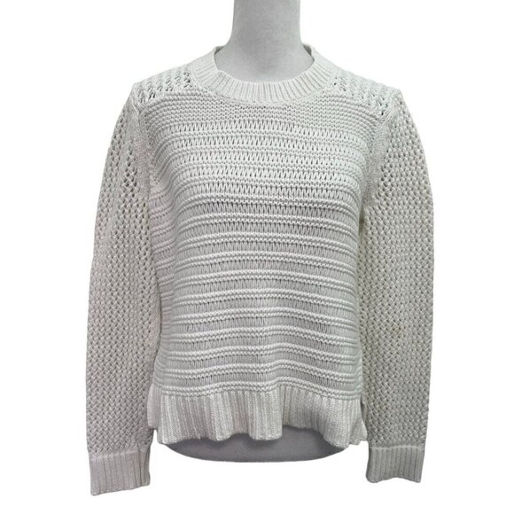 Rag & Bone Knit Cotton Jumper Crewneck Sweater Pullover White size Medium - Picture 1 of 8